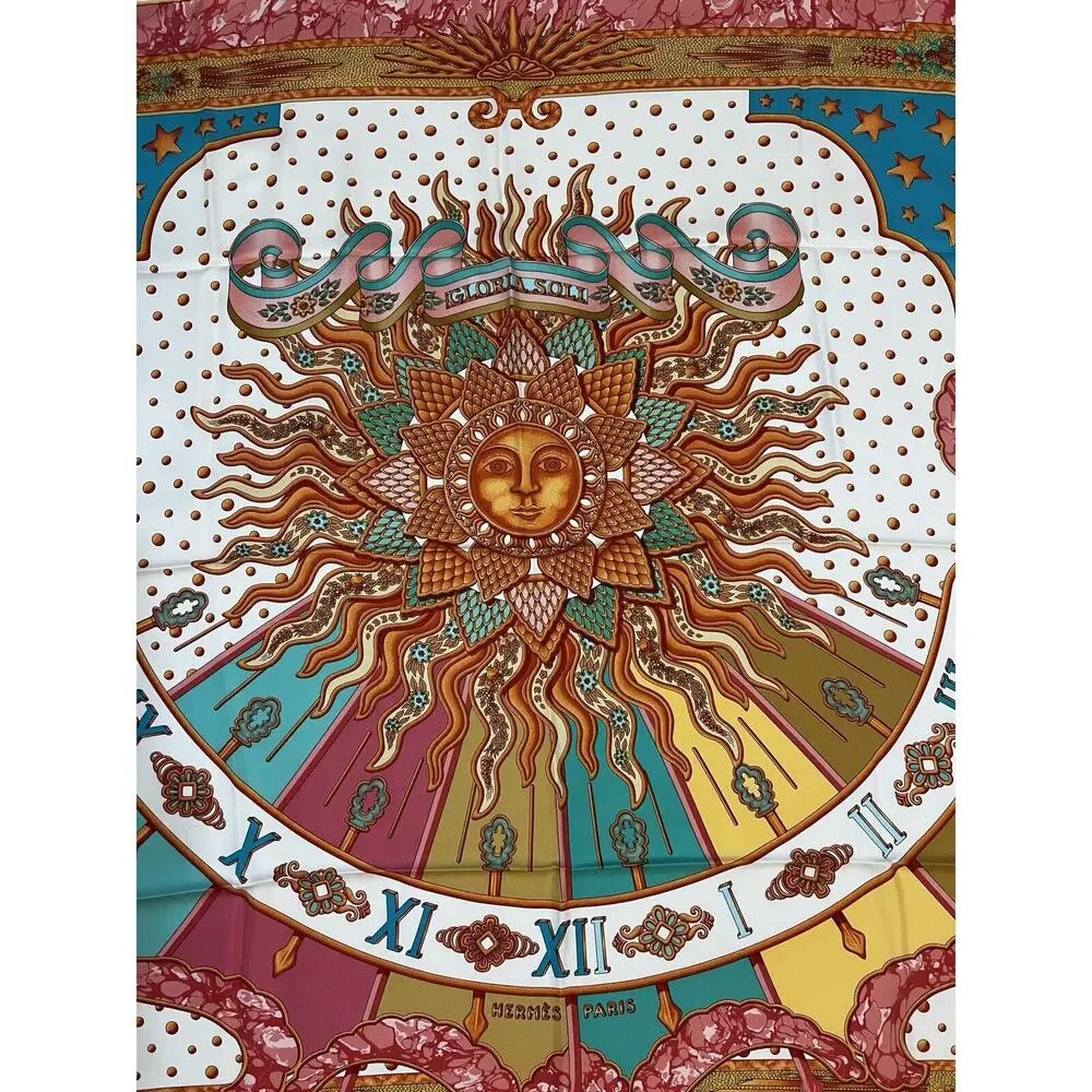 Hermès Gloria Soli Scarf 100% Silk 35.5”x35.5” NEW NWT Sun Old Money Luxury